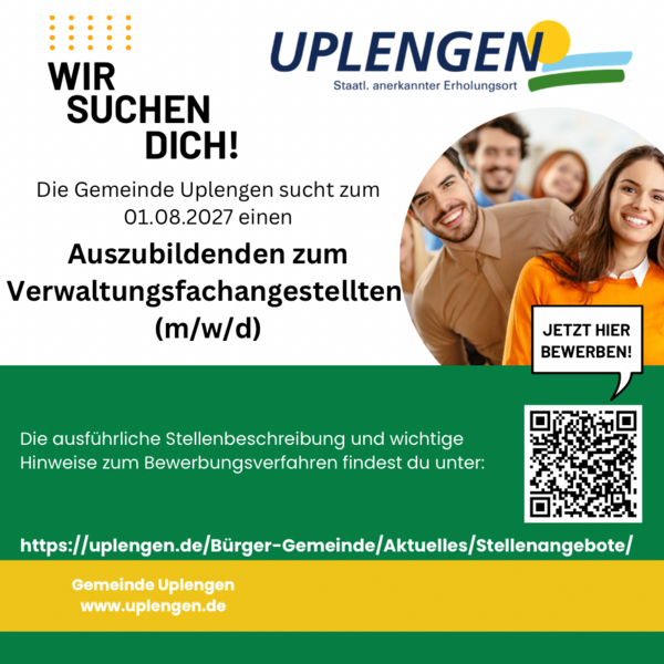 Bild vergr&ouml;&szlig;ern: Stellenanzeige Azubi 2027